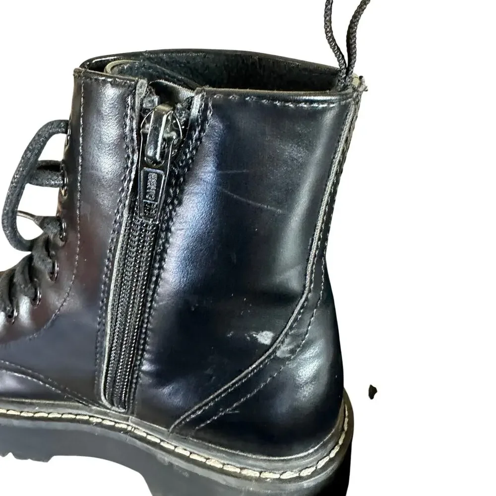 H&M Little Girl Black Lace-Up Combat Boots, Size 13.5